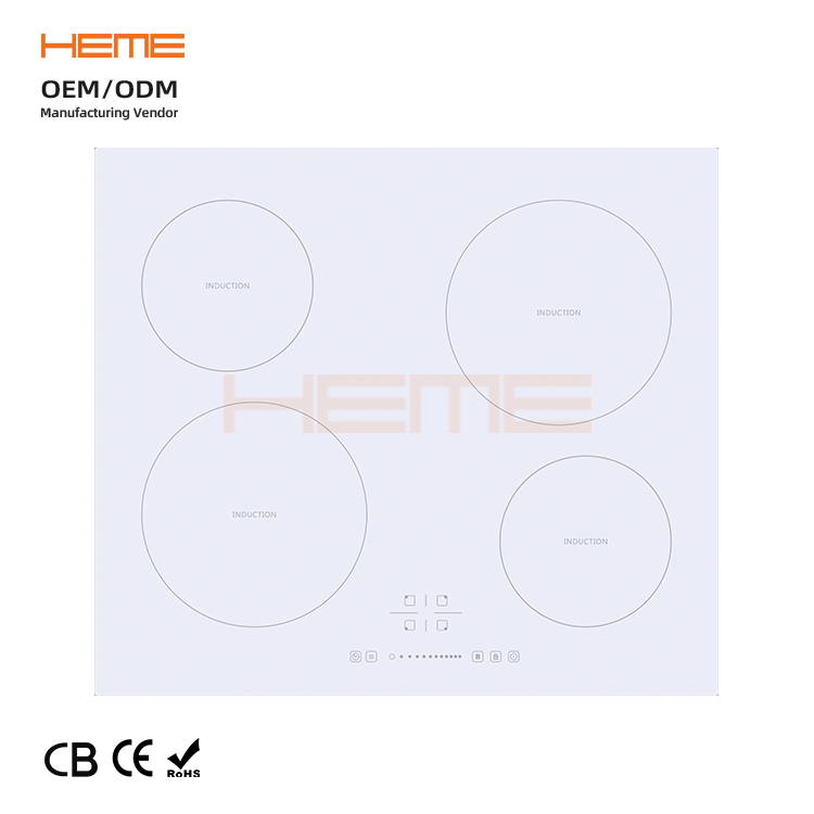 China Manufacturer's Built-In 4-Burner White Glass Induction Cooktop Electric Cooktops Ceramic Panel Touch for Kitchen Hob