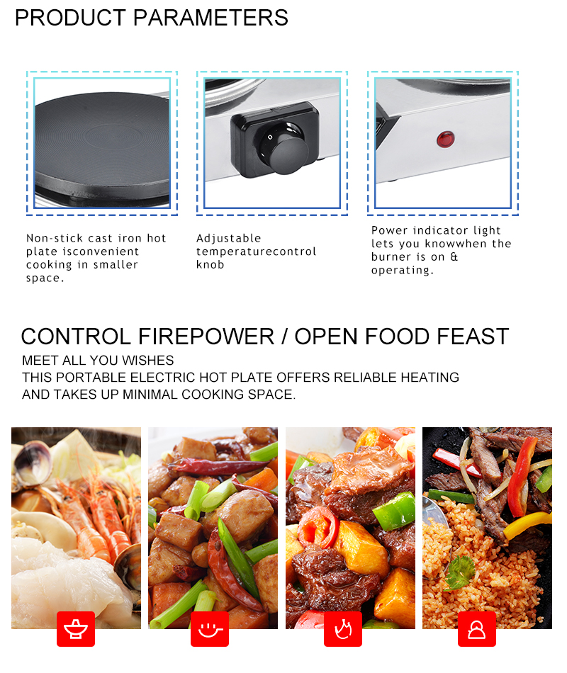 New Original 1000W Single Burner Tabletop Electric Infrared Cooktop Wok OEM Ceramic Hot Plate