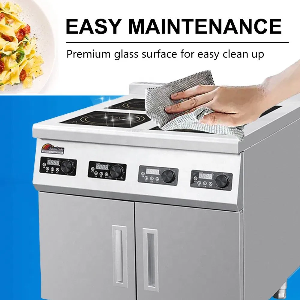 Commercial 4 Burner Induction Cooktop with Cabinet Base Industrial Electric Cooking Range