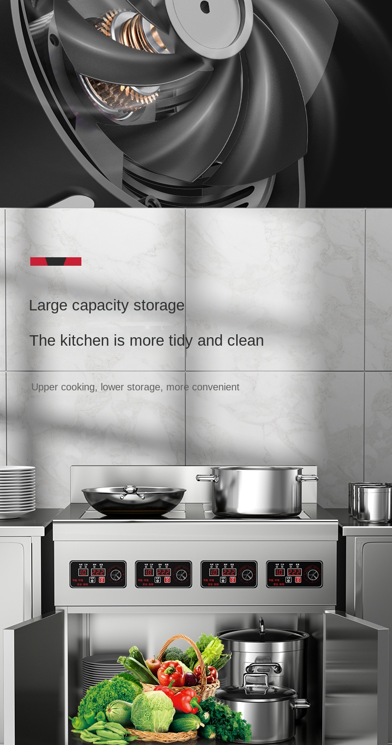 Commercial Stainless Steel Housing 4/6 Burners Induction Cooker Catering Kitchen Equipment Electric Cooking Stove