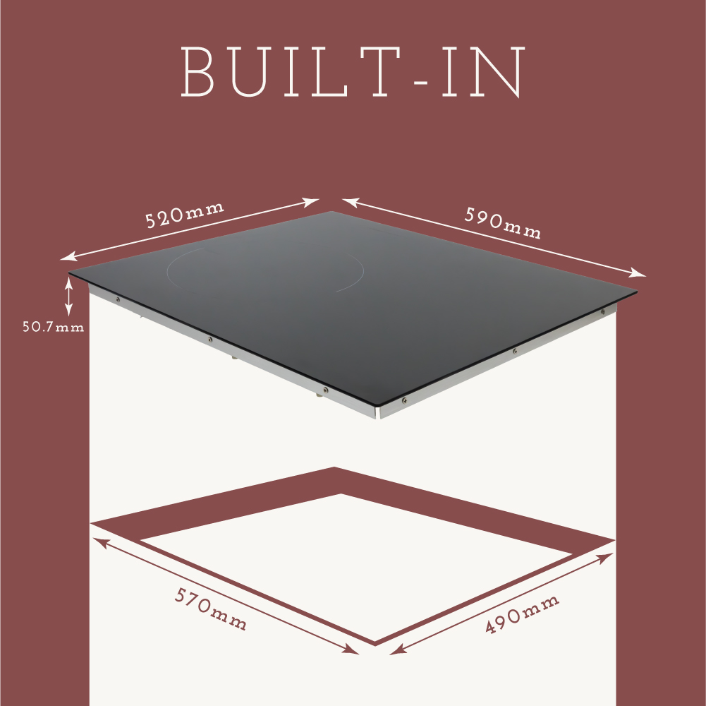 High-Efficiency Electric 60cm Built-In Ceramic Induction Cooktop 3 Burners Sensor Touch Control Expandable Cooking Area