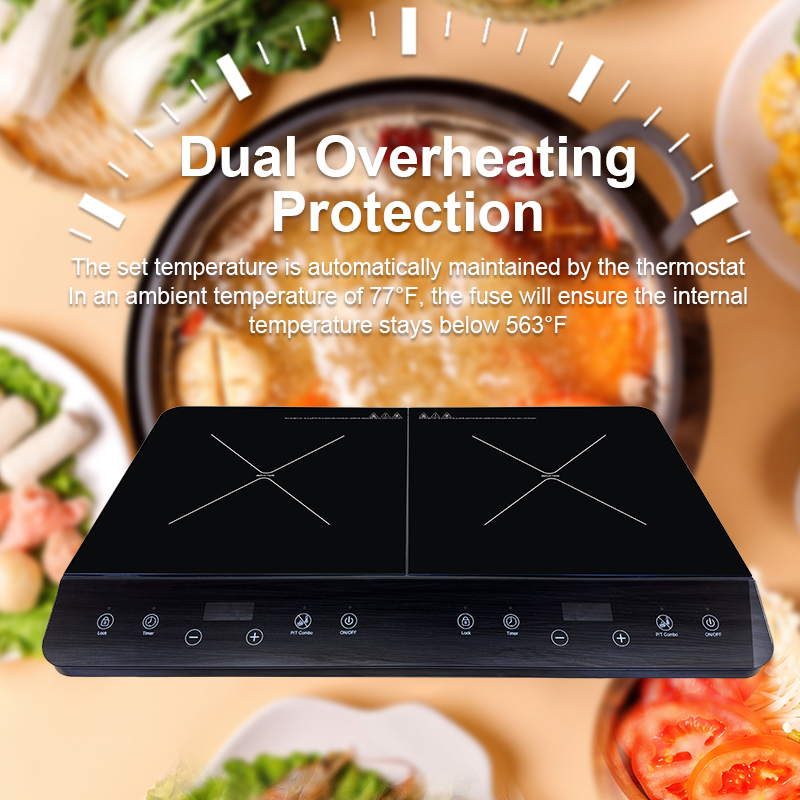 Chinese Manufacturer AC 220-240V Touch Control 1500W+1500W Smart Multi-Function Cooking Stove Electric Induction Cooktop