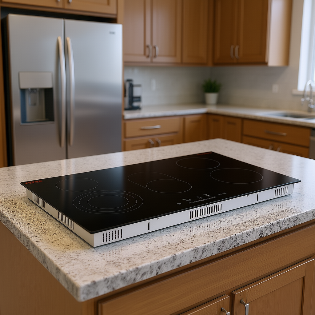 Built-In 35.4x20.5 Inch Ceramic Induction Cooktop with Touch Panel and 3400W Power