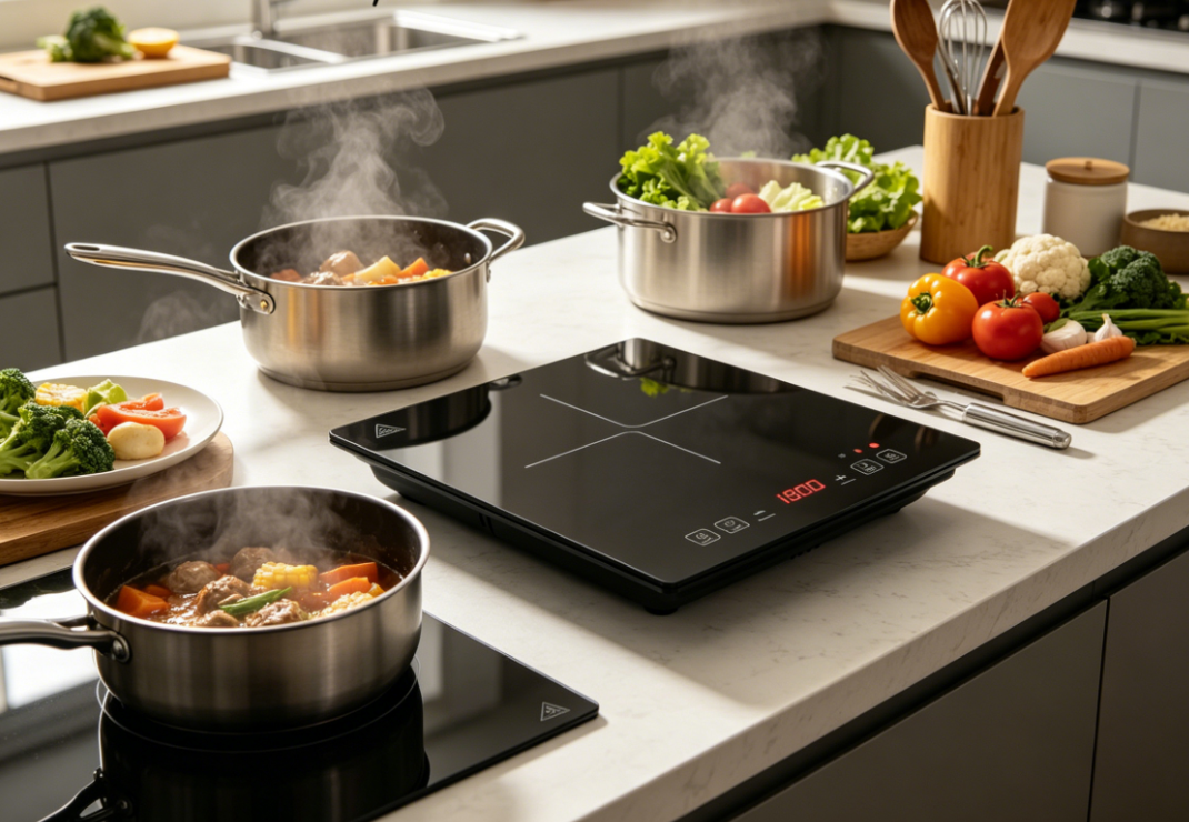 ETL Certified 1800W 120V Countertop Single Burner Induction Stove Microlite Panel with Crystal Glass and Child Lock FS1800A