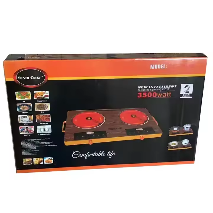 Double Silver Crest Kitchen Ceramic Stove Grill 2 Burner Cooking Electric Ceramic Stove Infrared Double Induction Cookers