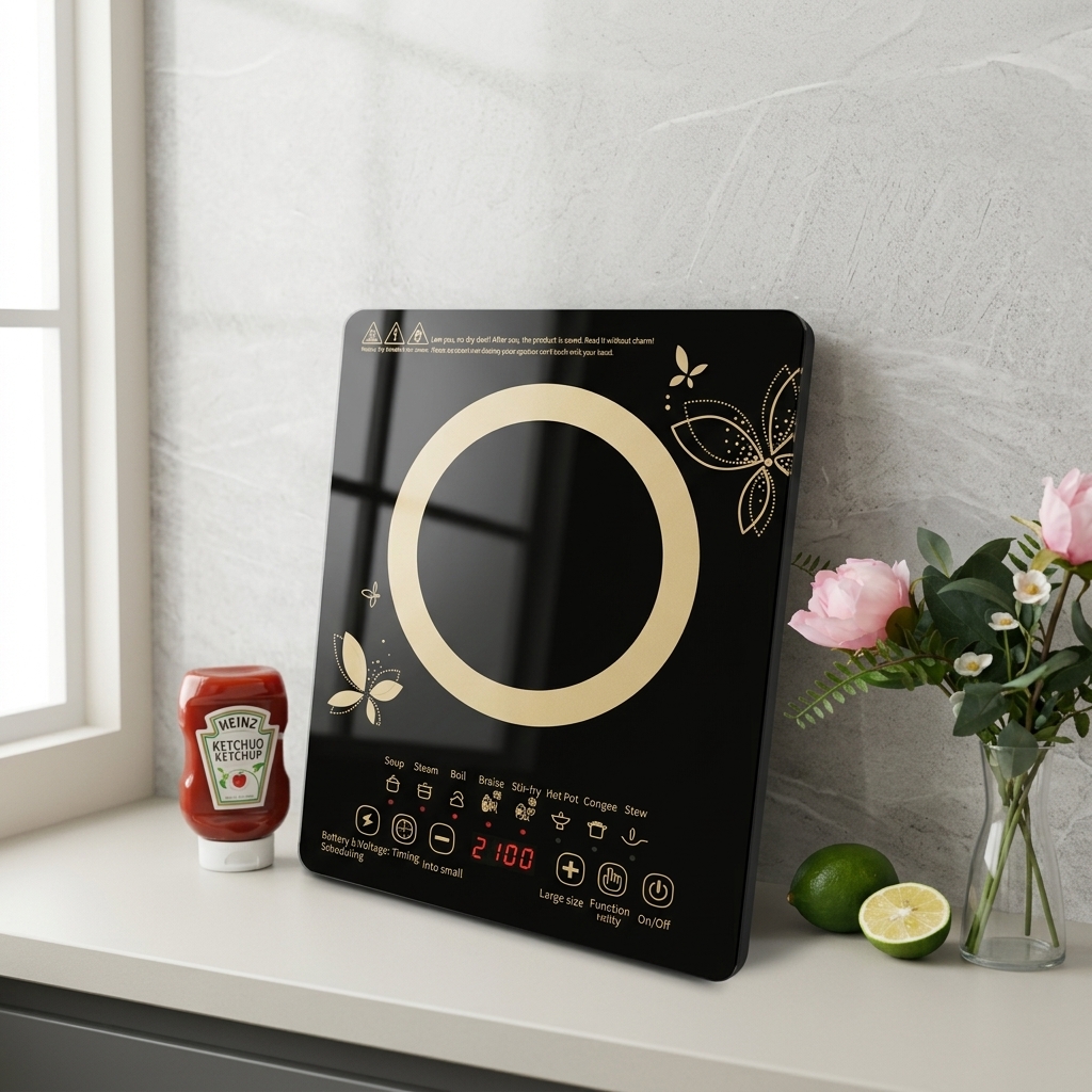 Electric Induction Cooktop Home Use Smart Timer Hot Pot Stir-Fry Stew Multi-Function; 1000W Large Waterproof All-in-One;