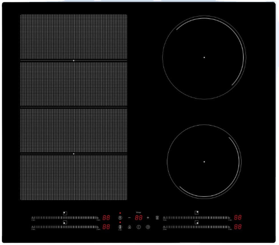 77/90cm Built-in 5-Burner Induction Cooker 5-Zone Hob with Free Zone Feature