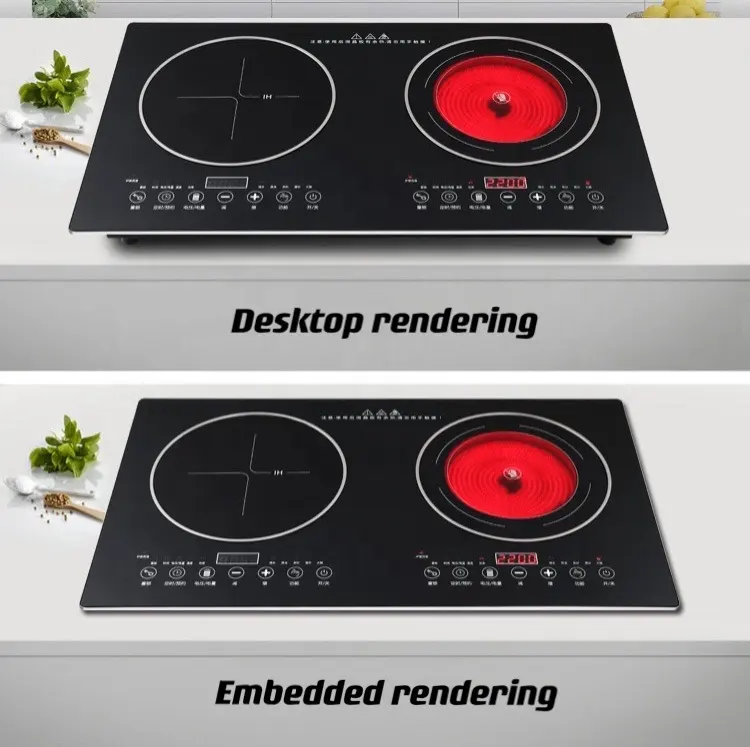 Hot Sale 4000W Electric Double Stove Induction Cooker 2 Burner Ceramic Cooktop Infrared Technology for Home Kitchen RV Use Touch