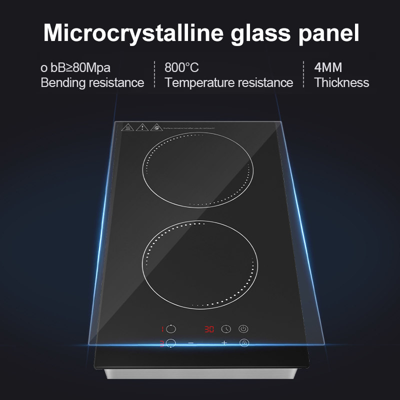 Double Burner Induction Cooker Touch Stainless Steel Waterproof Design Built-In Installation 2000-2999W Power 1-Year Warranty