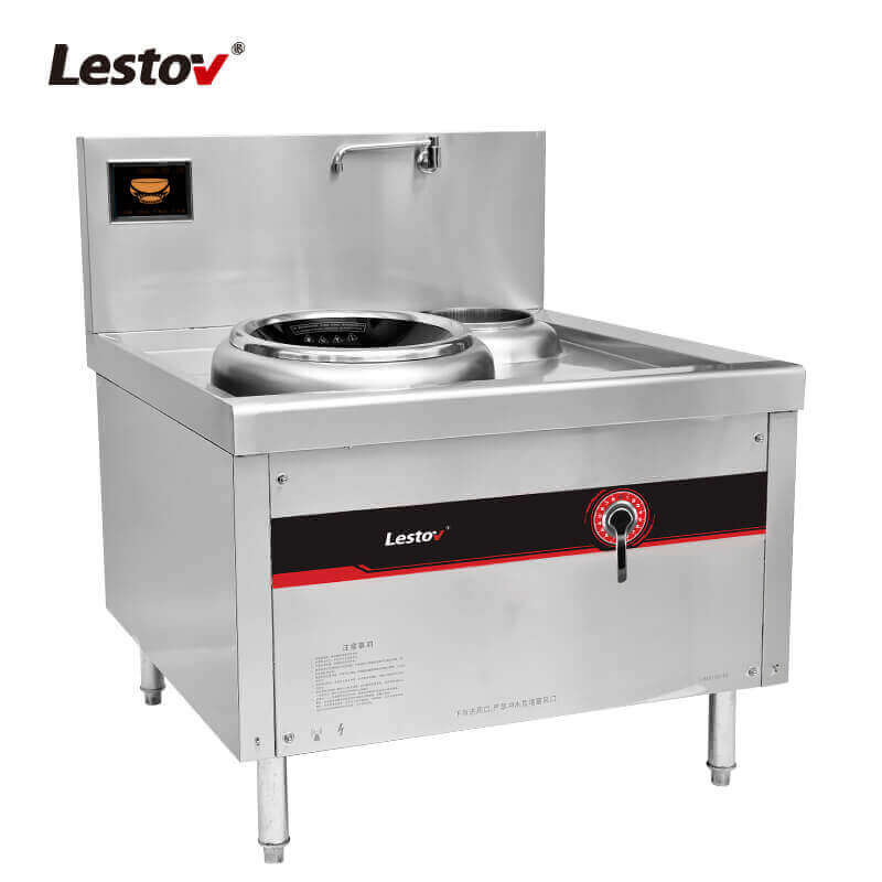 Freestanding Single Burner Induction Wok Range with Small Water Pot for Commercial Kitchen