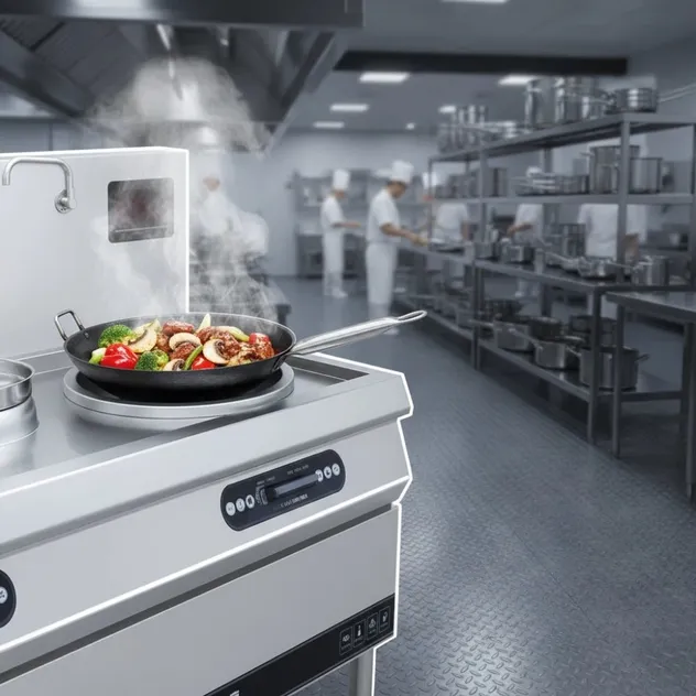 Commercial Induction Wok Cooker Energy Efficient Design for Food Processing