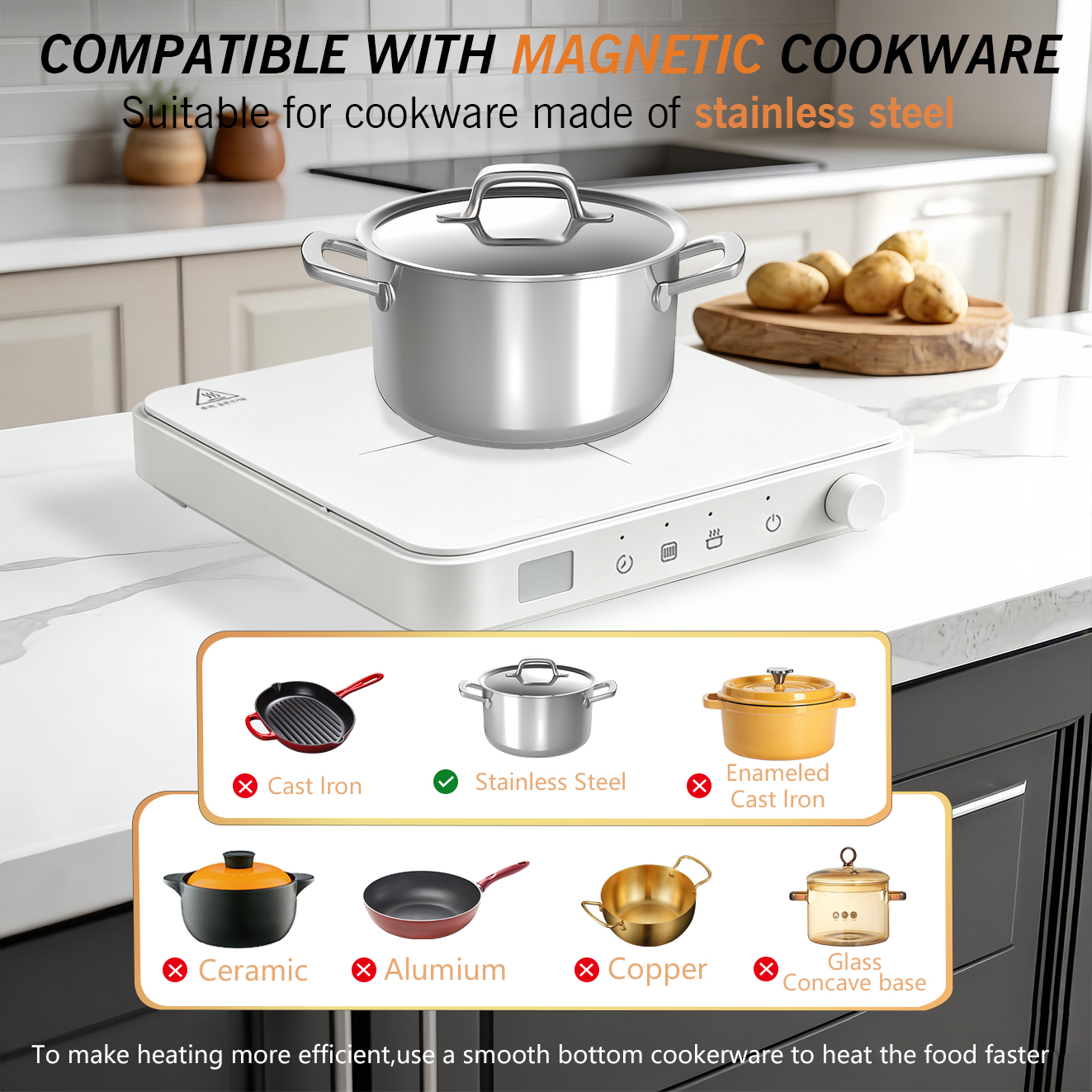 Mini Single Burner Induction Cooker 2000W Portable Touch Knob Switch for Outdoor & Household Use Eco-Friendly Electric Stove