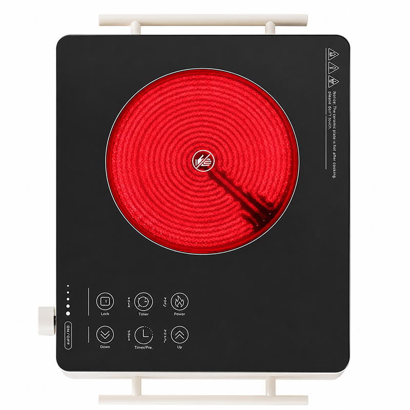 Kitchen Appliance Induction Hob and Ceramic Glass Cooker 2 Burner Large High Power 2200W Commercial Electric Stove Microwave Oven Induction Radiant Cooker
