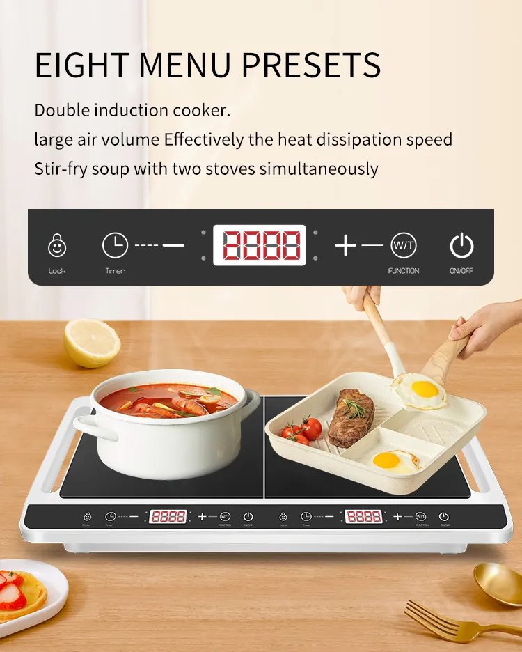Commercial Induction Cooktop Table Top Double-Cooker Electric Induction Cooker