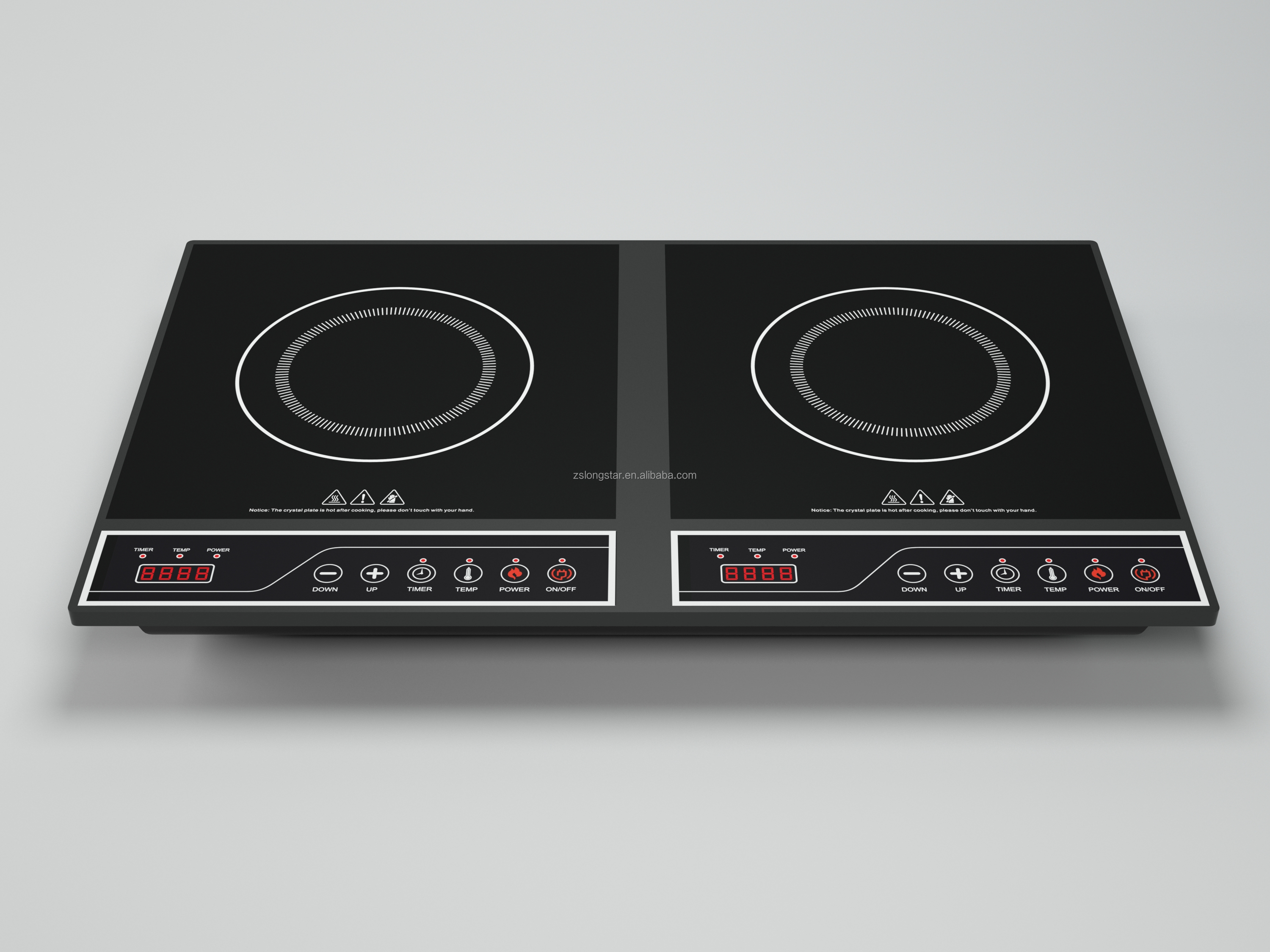 Electric Double Burner Built-in Outdoor Induction Cooker with Touch Controller Digital Display Countertop Installation