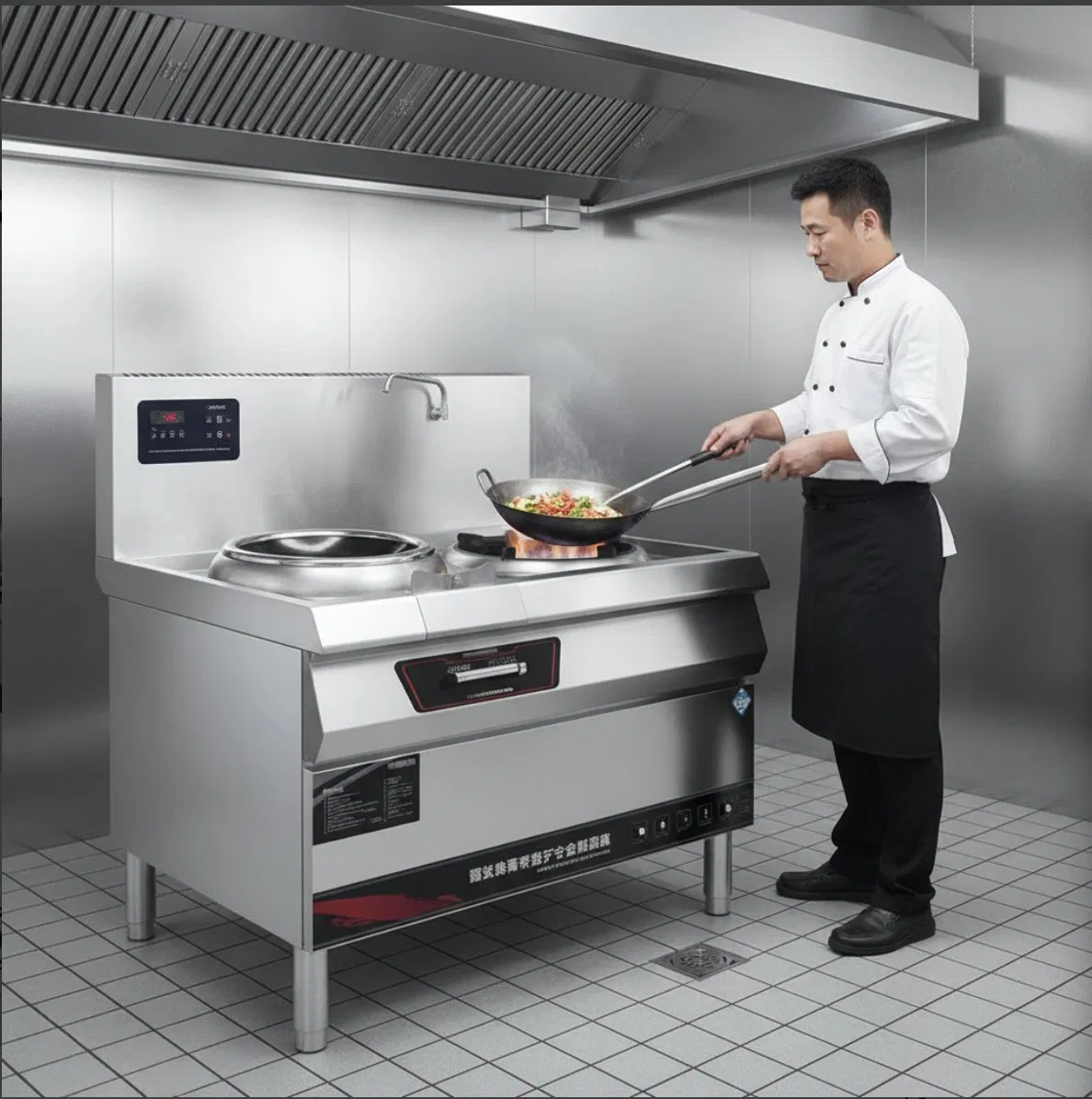 Commercial Induction Wok Cooker Double Burner Design for Restaurant Kitchen