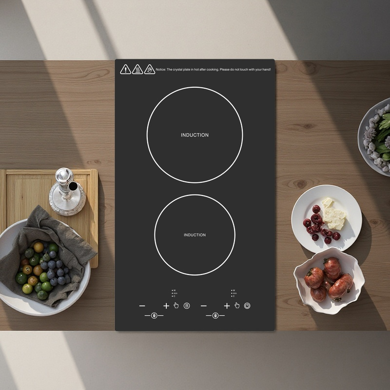 Hot Sales 2000W Built-in Induction Cooktop Electric Stove Touch Control 2 Burner Hob for Household Hotel Use Custom Plug Plastic