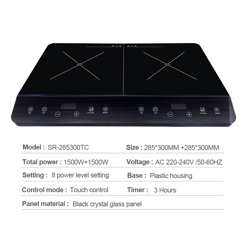 Chinese Manufacturer AC 220-240V Touch Control 1500W+1500W Smart Multi-Function Cooking Stove Electric Induction Cooktop