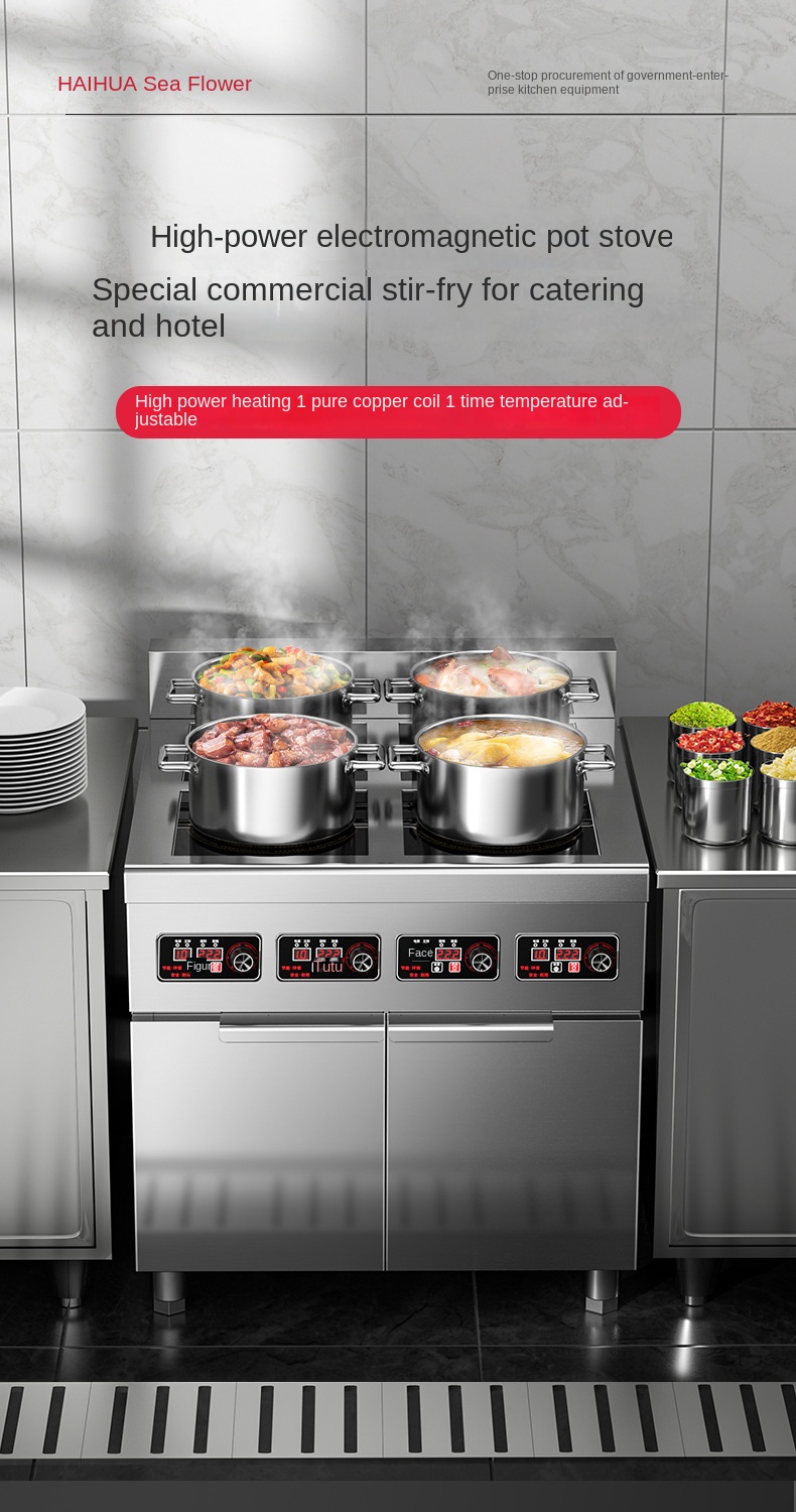 Commercial Stainless Steel Housing 4/6 Burners Induction Cooker Catering Kitchen Equipment Electric Cooking Stove