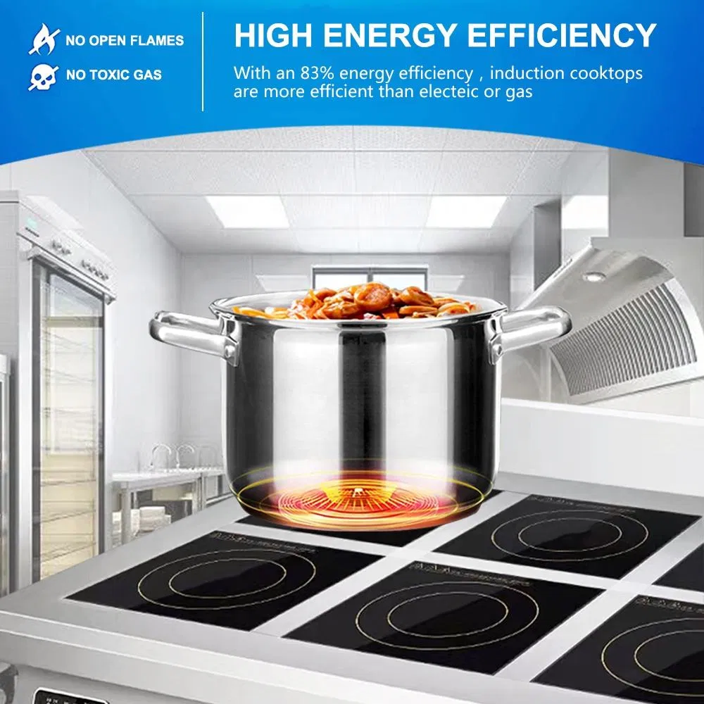 Commercial 4 Burner Induction Cooktop with Cabinet Base Industrial Electric Cooking Range