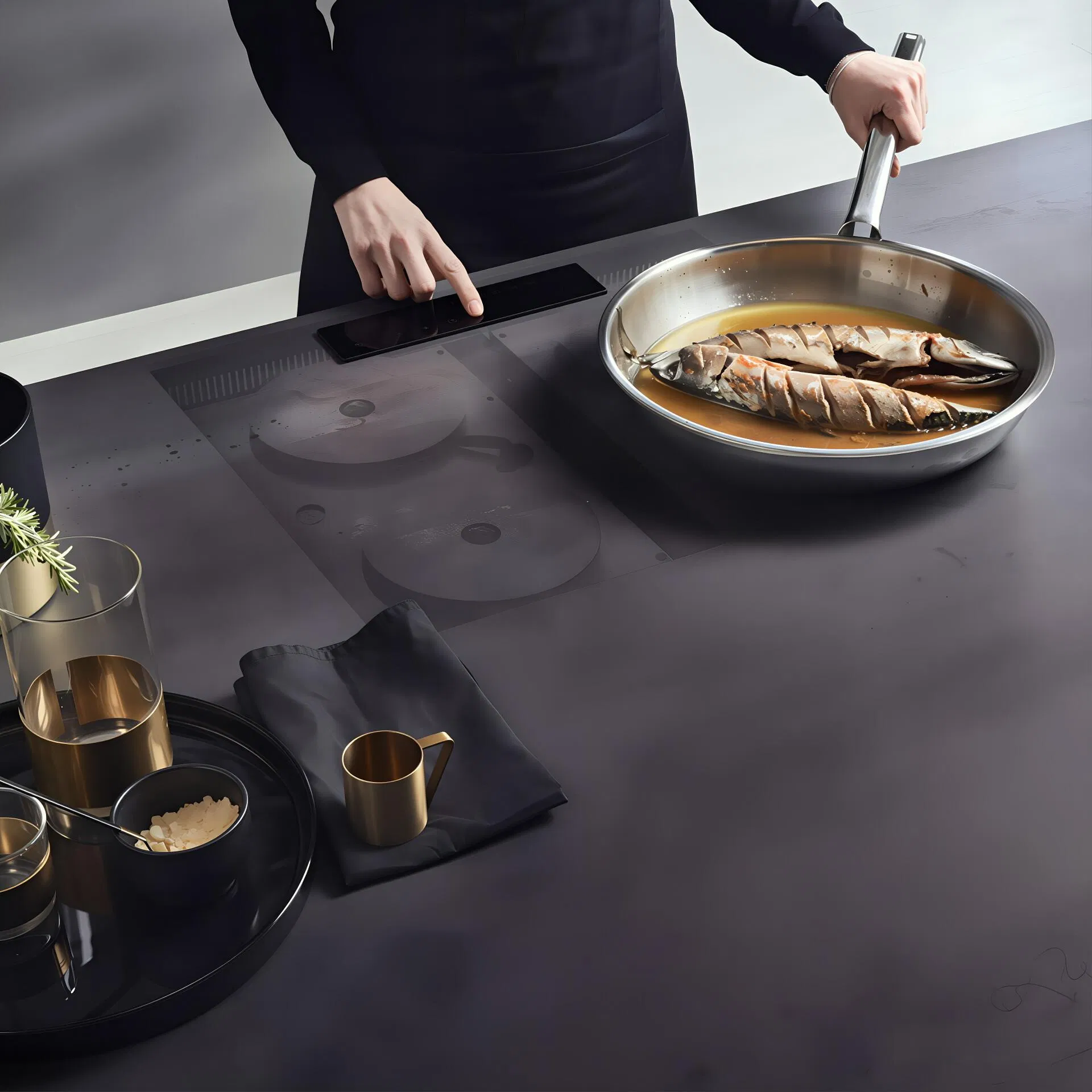 6 Burner Hidden Induction Cooktop