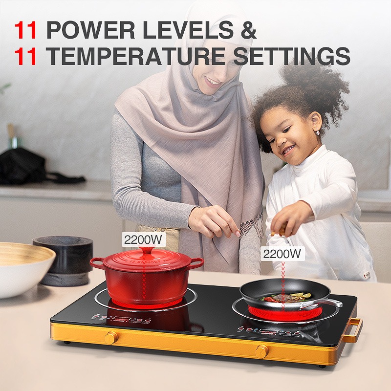 High Quality 3500W 2 Burner Cooktops Double Induction Cookers Electric Stove Radiant Infrared Cooker