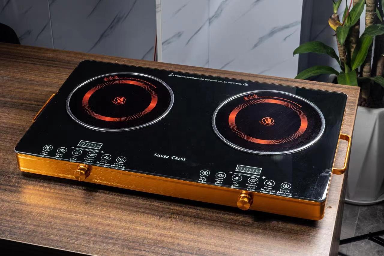 Double Silver Crest Kitchen Ceramic Stove Grill 2 Burner Cooking Electric Ceramic Stove Infrared Double Induction Cookers