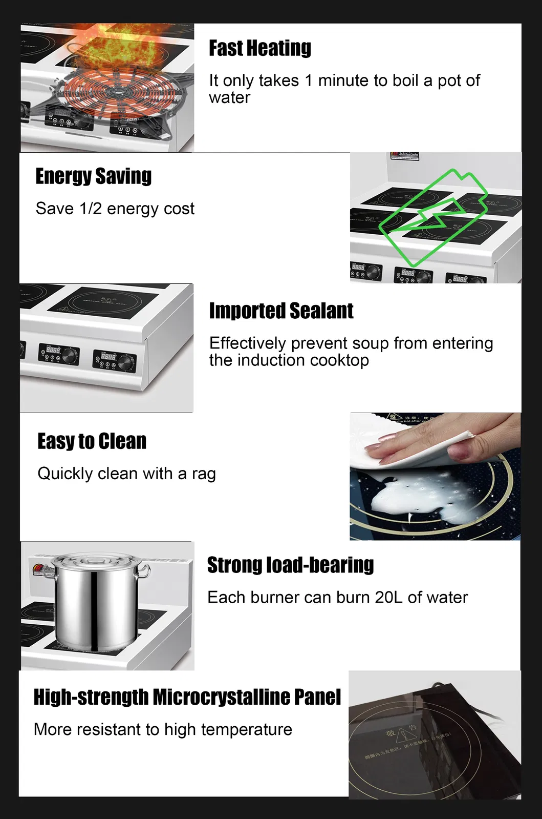 4 Burner Hot Plates Flat Industrial Commercial Induction Cooker Cooktops OEM Stove Top Hob Kitchen Electric Induction Range Top