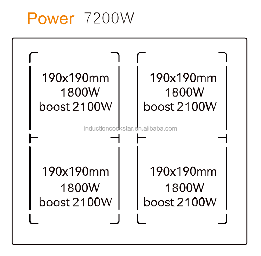 24" 60cm TFT WiFi Induction Cooker Four-Zone Control with Four Electric Hobs for Built-in Installation