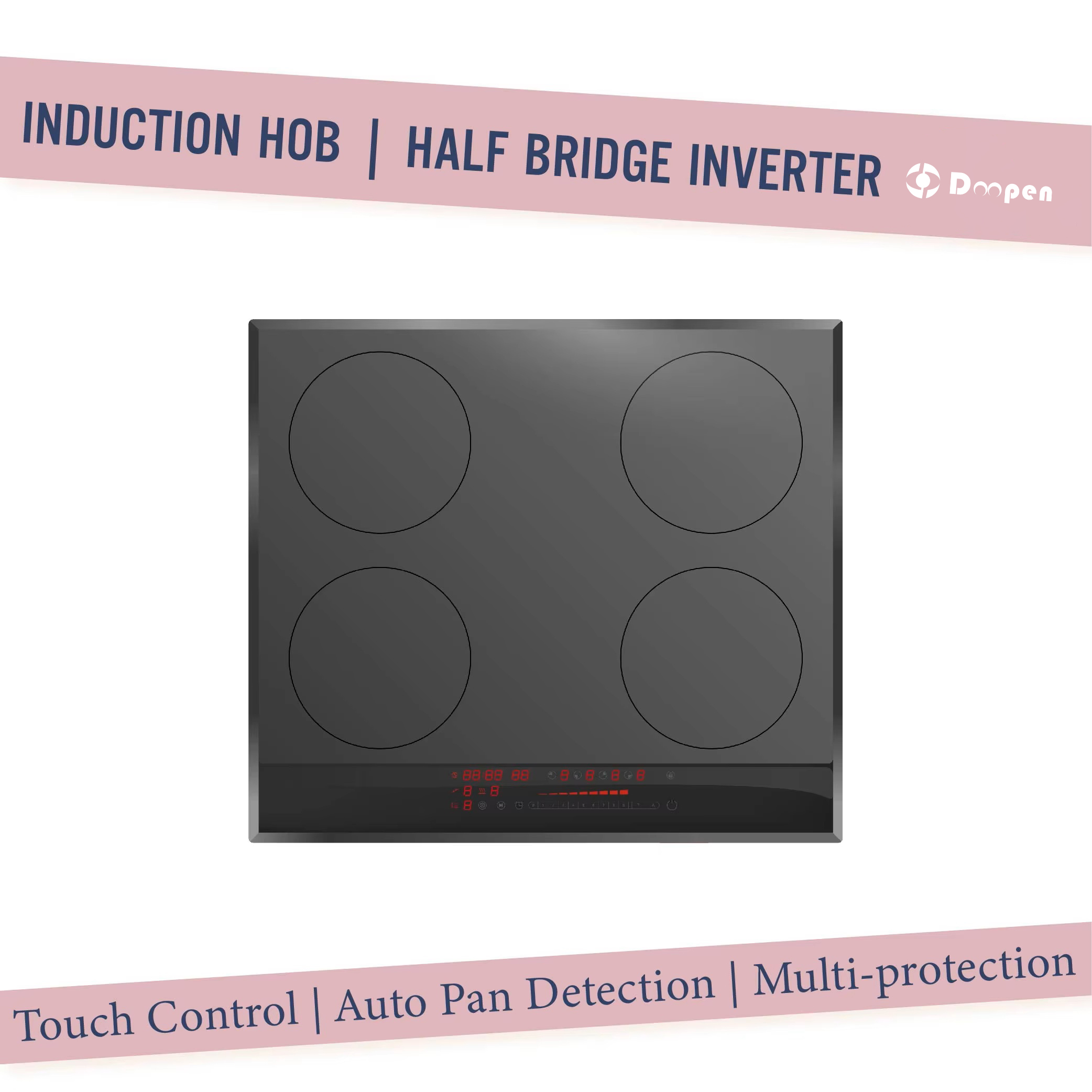 Metal Frame Four Zone Intelligent Built-In Induction Hob with WIFI