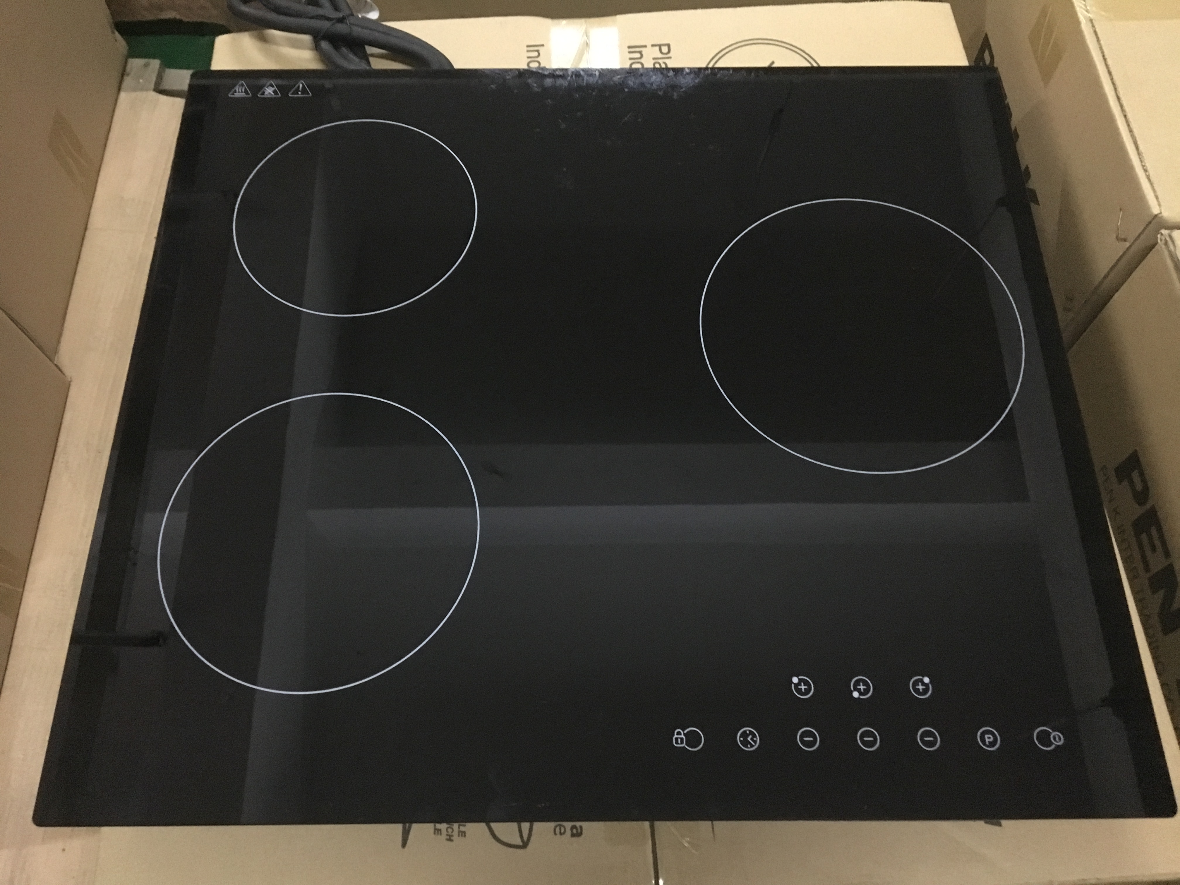 3 Zones Built in Induction Hob 7000W Black Glass Three Burner Induction Cooker with Touch or Slider Control