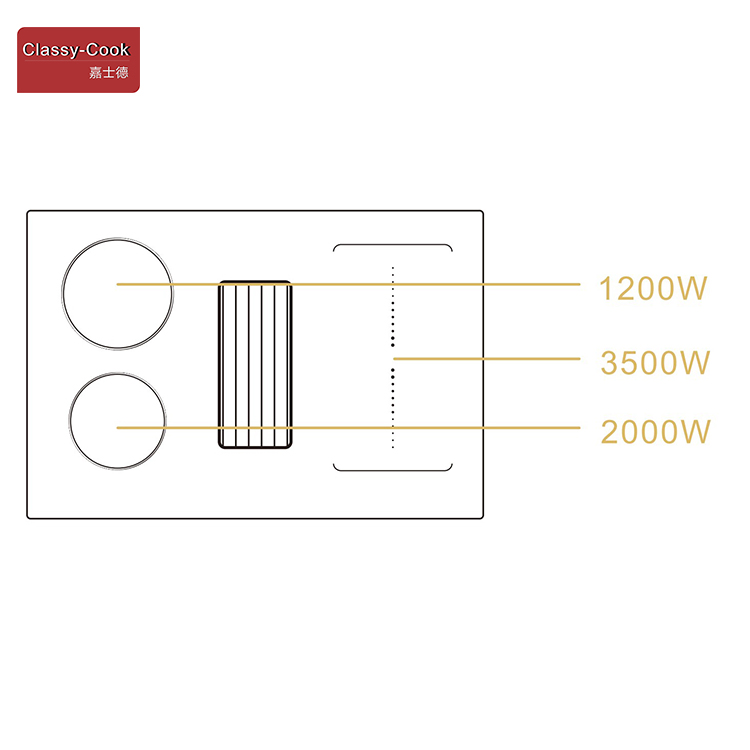 New Design WIFI Control 30 Inch 5 Burners Electric Induction Hobs With Downdraft Cooker Hood