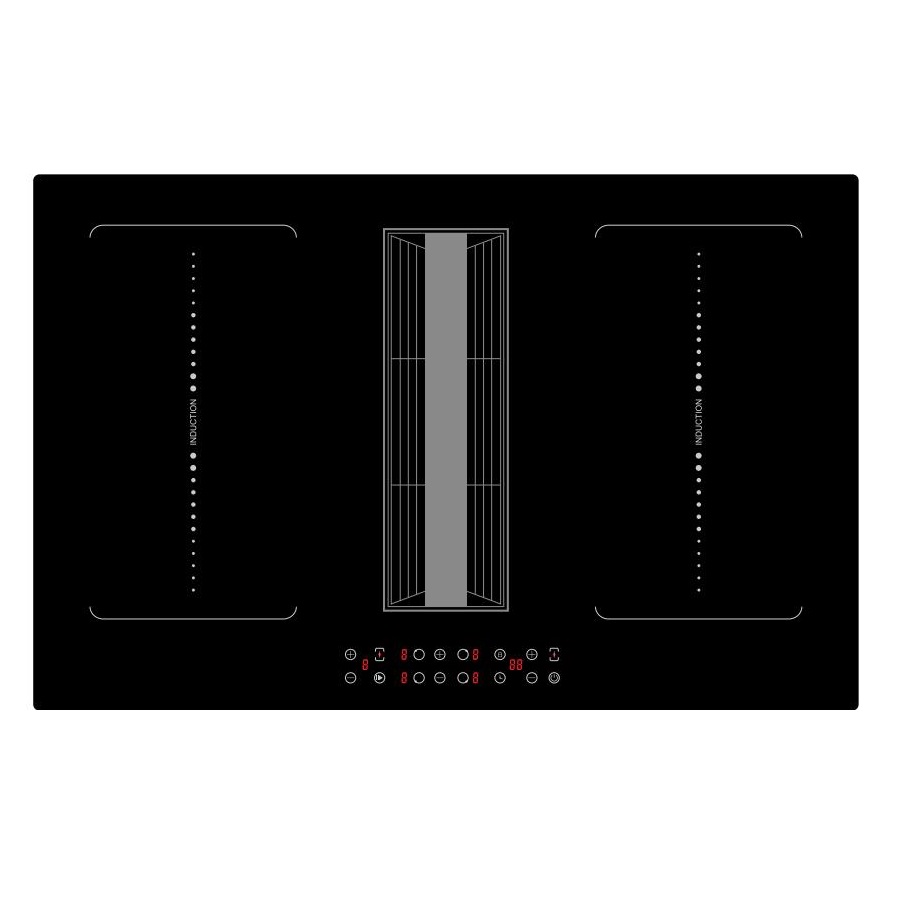 New Design Induction Hob With Built in Downdraft Extraction Hood Ceramic Glass 4 Burners Induction Cooker
