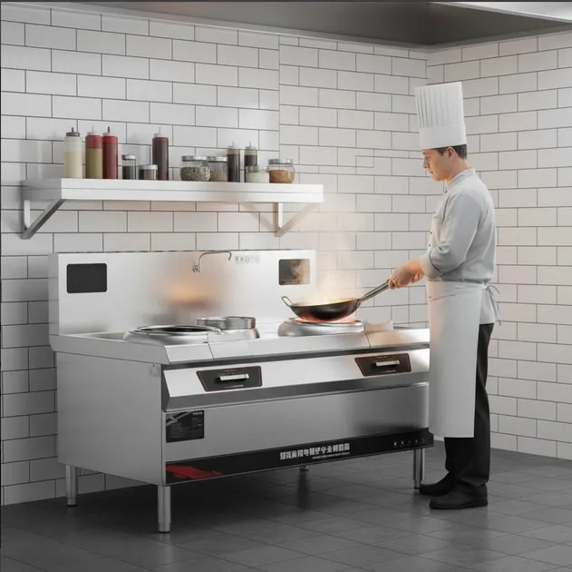 Commercial Induction Wok Cooker Double Burner Design for Restaurant Kitchen
