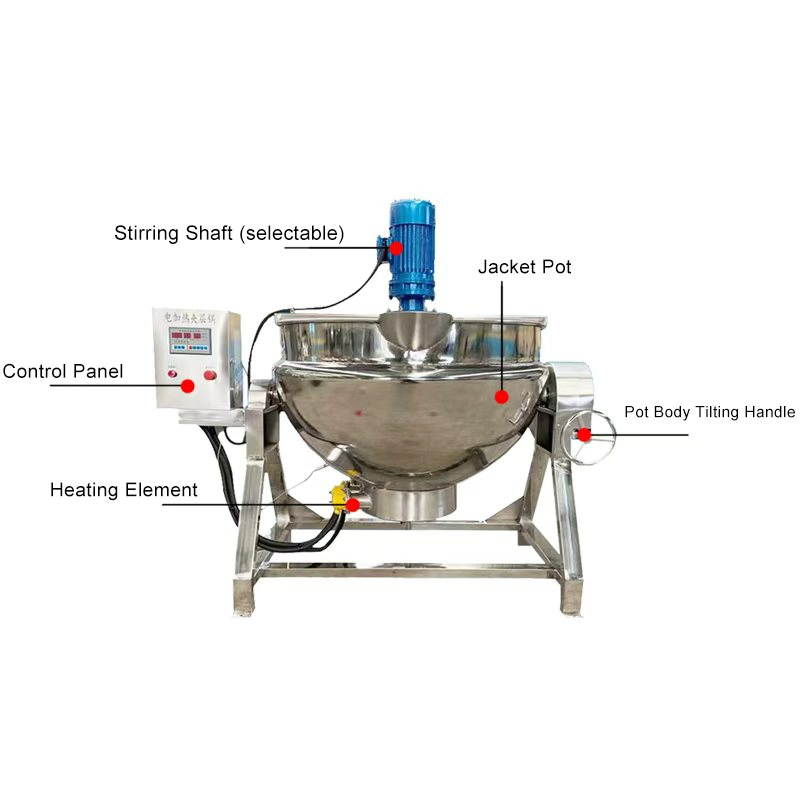 Automatic Professional Induction Fruit Jam Honey Curry Jacketed Cooking Kettle Pot Mixing Machine