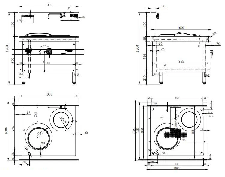 Freestanding Single Burner Induction Wok Range with Small Water Pot for Commercial Kitchen