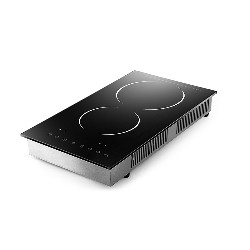 Household Electric Cooktop Double Burner Induction Cookers Featuring Ceramic Panel Glass Knob Touch Hotpot Function Built-in