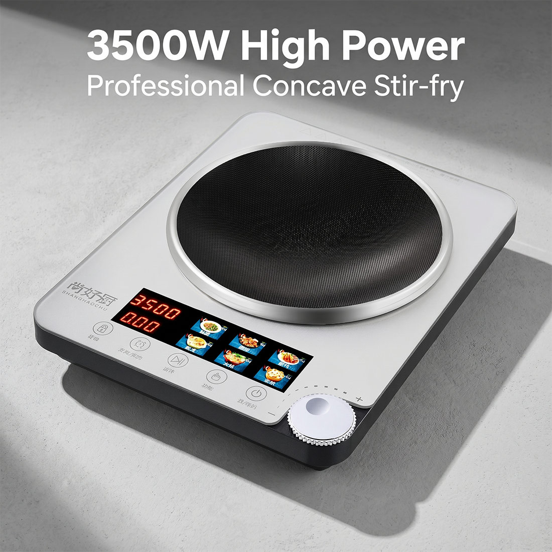 3500W Commercial Concave Induction Cooker High Power Electric Wok Stove Professional Stir-fry Induction Cooktop for Restaurant