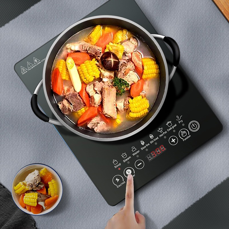 Household 2200W Touch Control Single Electric Induction Cooker Toughened Glass Panel Multi-functional High Energy Efficient