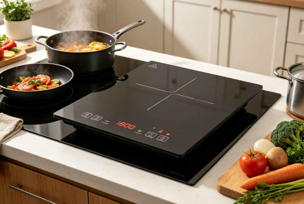 ETL Certified 1800W 120V Countertop Single Burner Induction Stove Microlite Panel with Crystal Glass and Child Lock FS1800A
