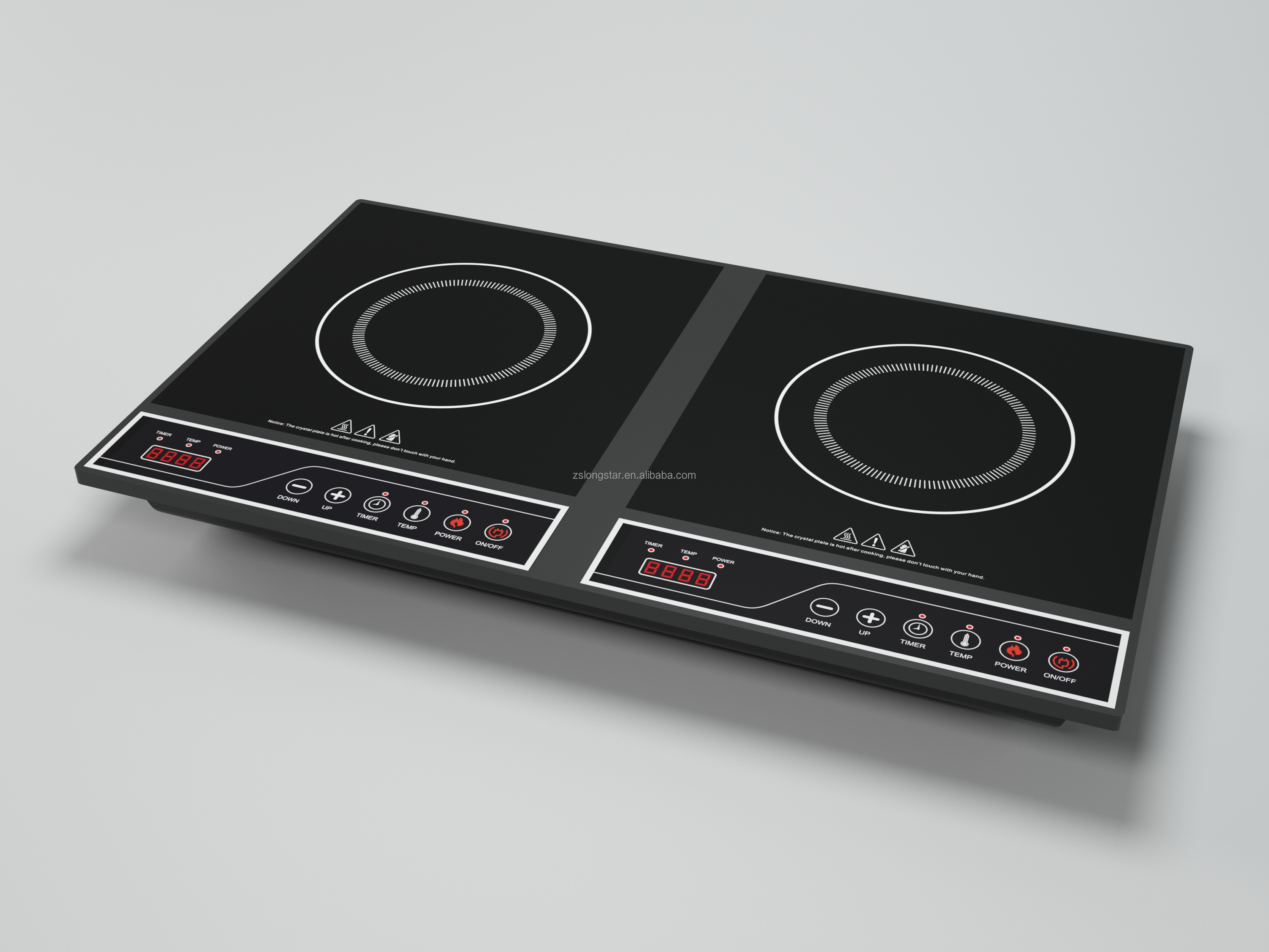 Electric Double Burner Built-in Outdoor Induction Cooker with Touch Controller Digital Display Countertop Installation
