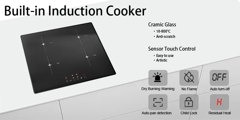 Induction Cooktop Multi Zone 4 Burner Built-in with Touch Controls