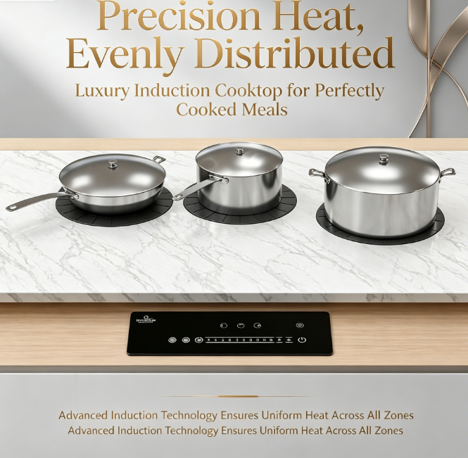 High-Efficiency Electric 3-Burner Invisible Induction Cooker Built-in Touch Control 9 Power Levels Timer Auto Shut-Off RV Ready