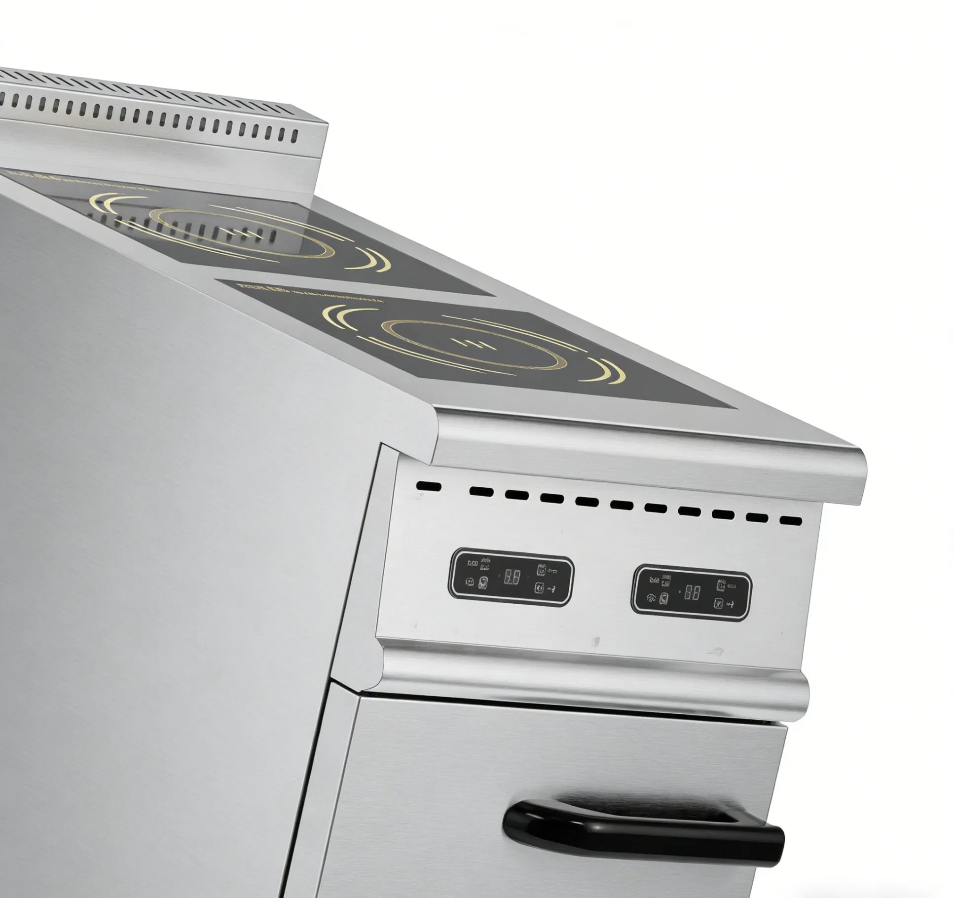 4-Burner Commercial Induction Cooker with Cabinet Base, 4-Zone Stainless Steel Induction Range