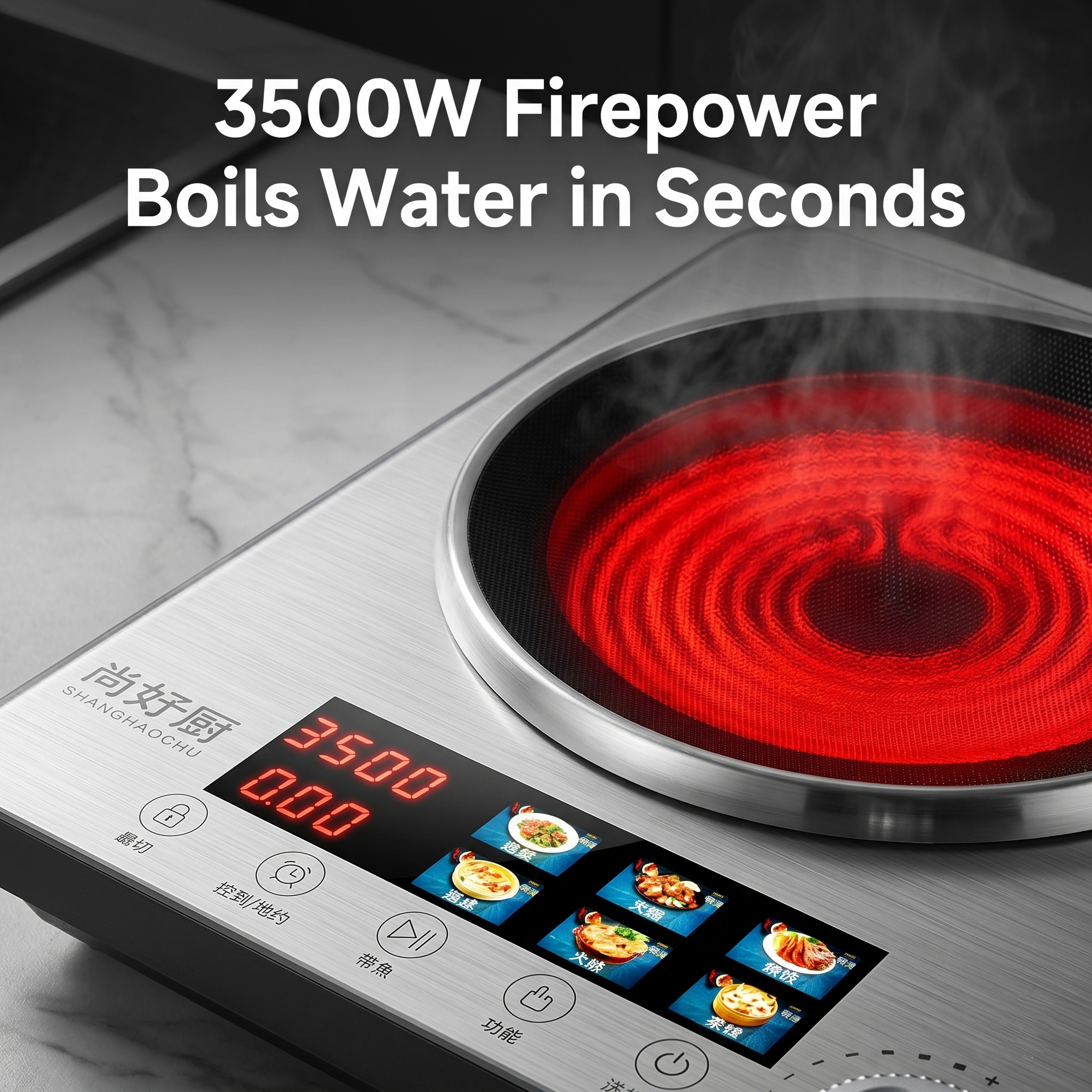 3500W Commercial Concave Induction Cooker High Power Electric Wok Stove Professional Stir-fry Induction Cooktop for Restaurant