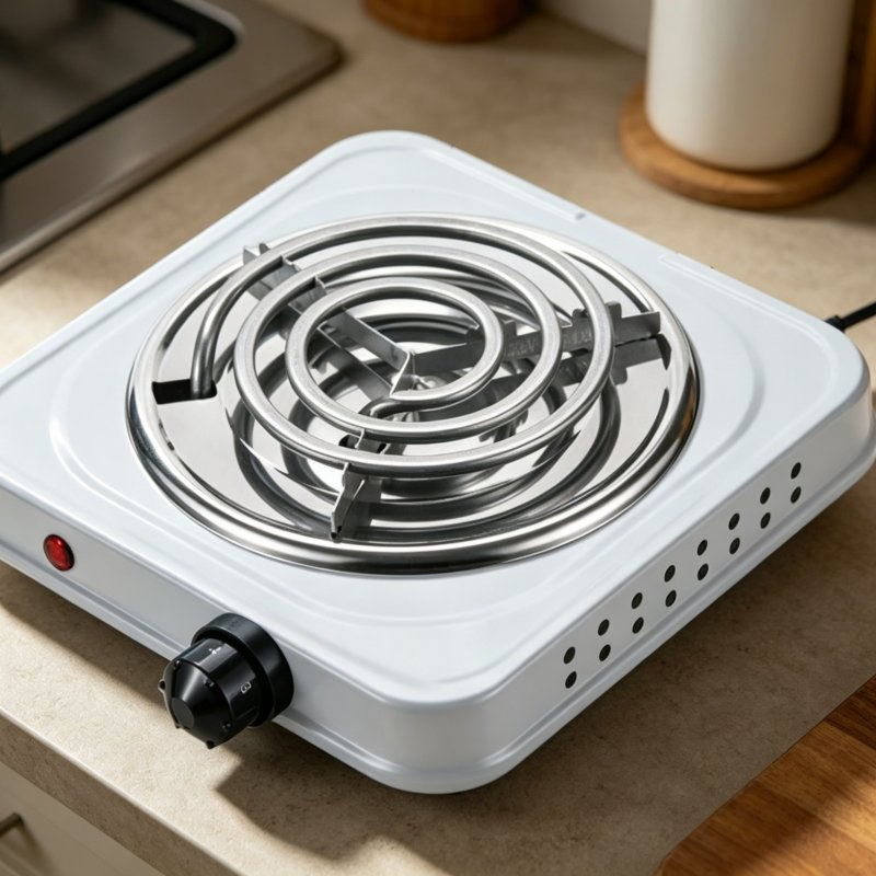 Portable Electric Single Burner Cooktop for Camping, RV and Home Use