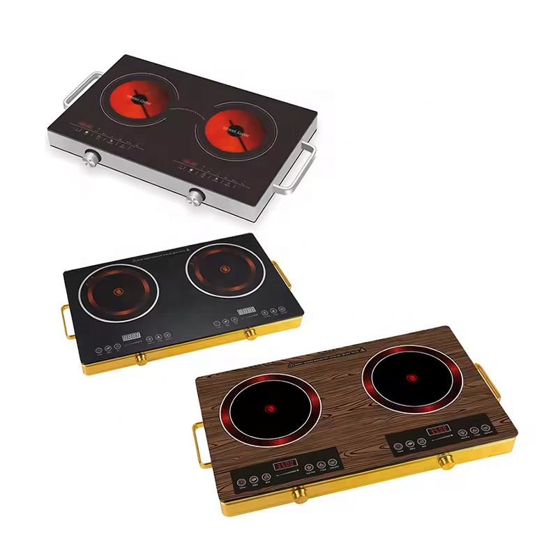 Double Silver Crest Kitchen Ceramic Stove Grill 2 Burner Cooking Electric Ceramic Stove Infrared Double Induction Cookers
