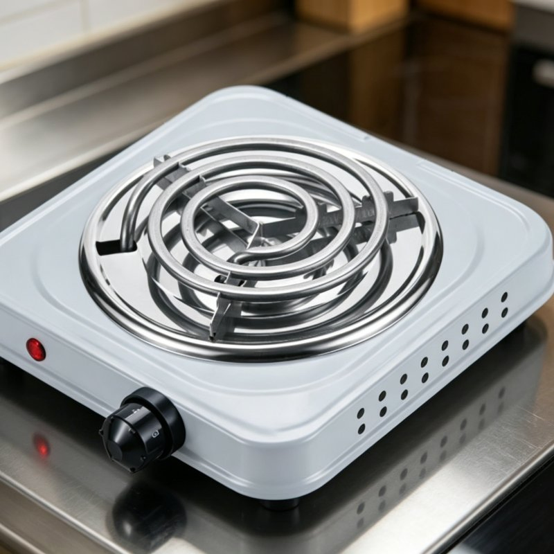Portable Electric Single Burner Cooktop for Camping, RV and Home Use