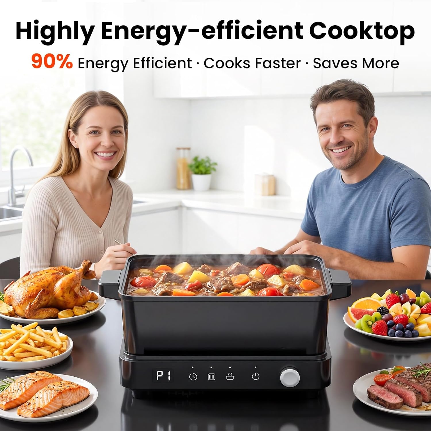 Olayks Portable Induction Cooktop 1500W Touch Control 8 Power Levels 99 Min Timer Easy to Clean Cooking Pot Grill Pan