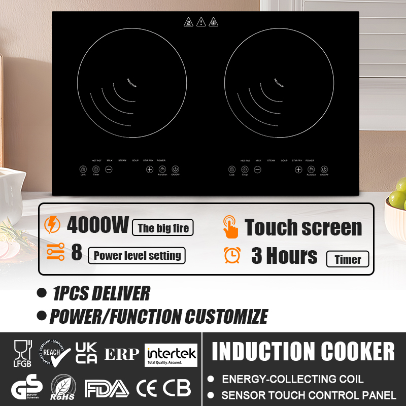 Dual Plates Induction Cooker Electromagnetic Induction Cooktop Two Combined Electric Stove Cooker for OEM logo Brand Pattern